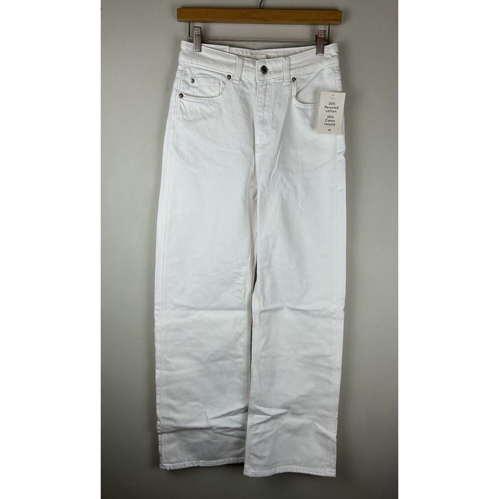 H&M Denim Wide Leg Jeans Womens Size 4 White High Waist Jeans Classic Preppy